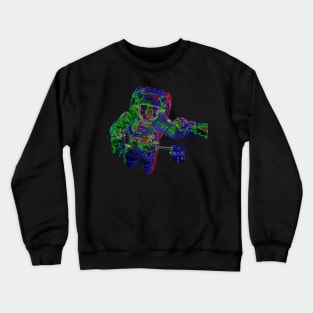 NASA Astronaut in Blue, Green and Red Colors Crewneck Sweatshirt